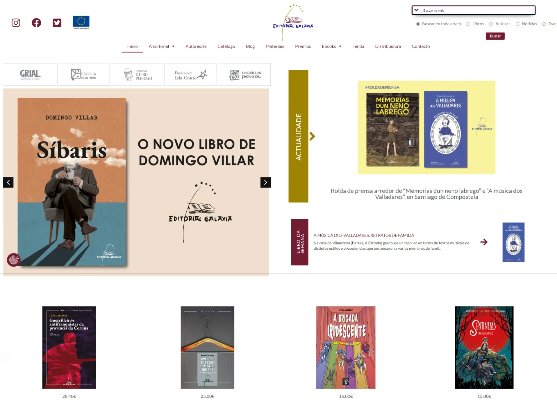Editorial Galaxia pagina con diseño web en Santiago de Compostela por TerritorioWeb